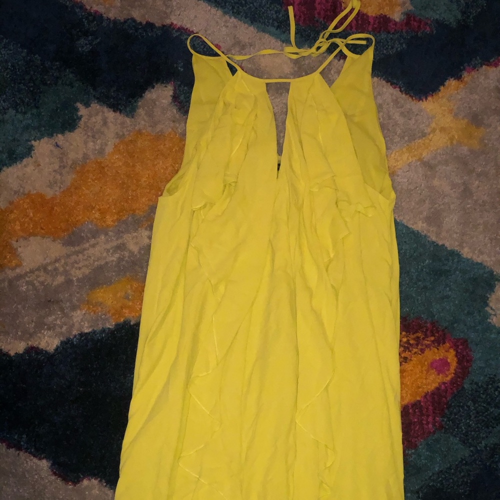 BCBG Lime green ruffle dress